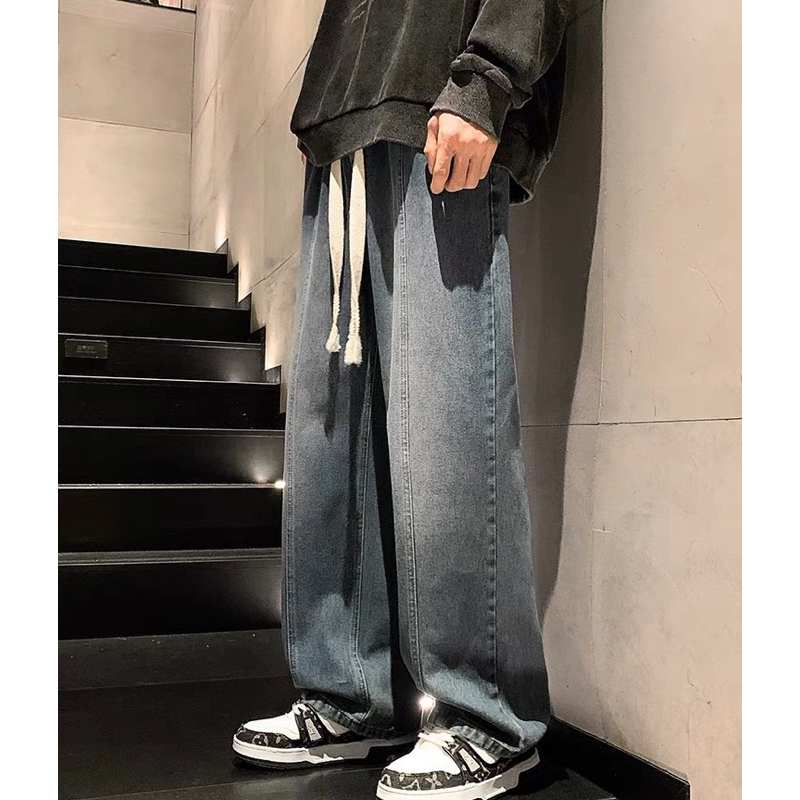 Quần jean ống rộng lưng thun dây rút Toki unisex baggy hiphop y2k bigsize dance hack dáng form rộng nam nữ dáng suô