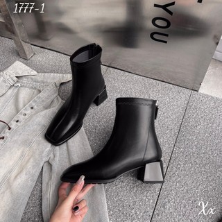 BỐT CỔ NGẮN MŨI VUÔNG DA THẬT