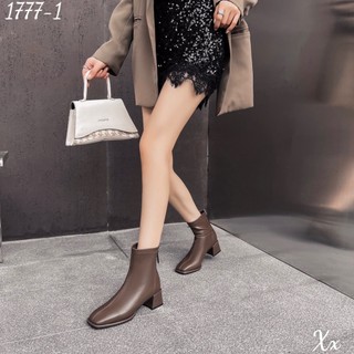 BỐT CỔ NGẮN MŨI VUÔNG DA THẬT