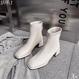 BỐT CỔ NGẮN MŨI VUÔNG DA THẬT
