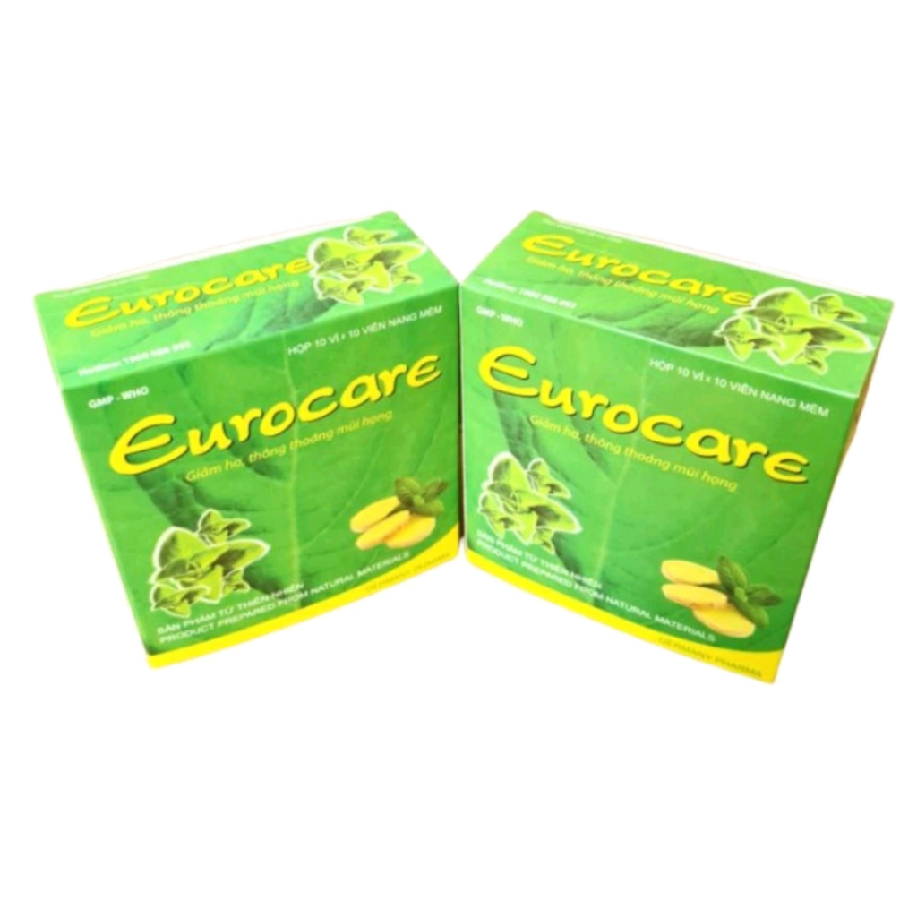 Viên uống Eurocare 100% các tinh dầu thảo dược giúp giảm ho, thông thoáng mũi họng Hộp 100 viên