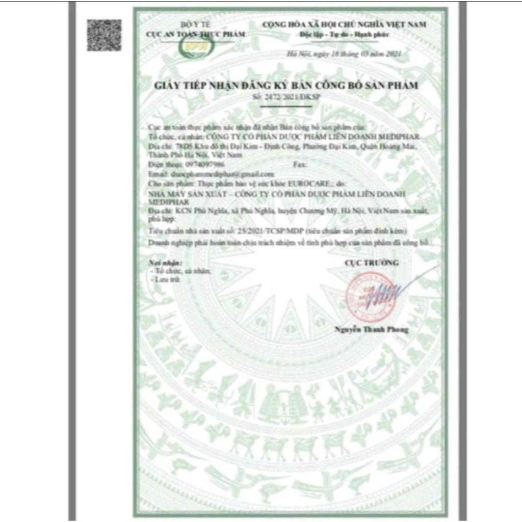 Viên uống Eurocare 100% các tinh dầu thảo dược giúp giảm ho, thông thoáng mũi họng Hộp 100 viên