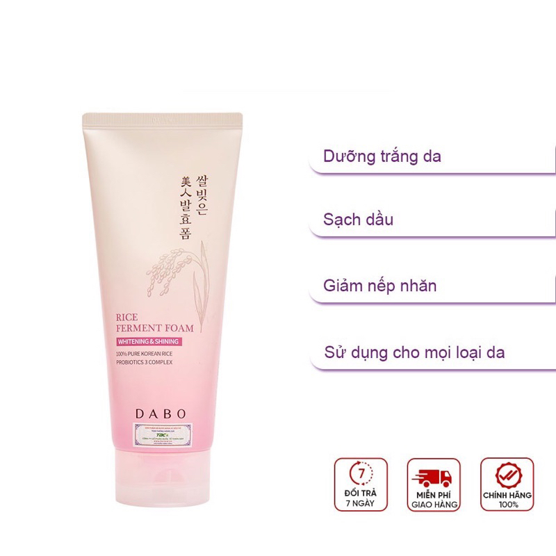 Sữa Rửa Mặt Làm Sạch Sâu 3 in 1 Dabo Natural Rich Foam Cleanser 180ml