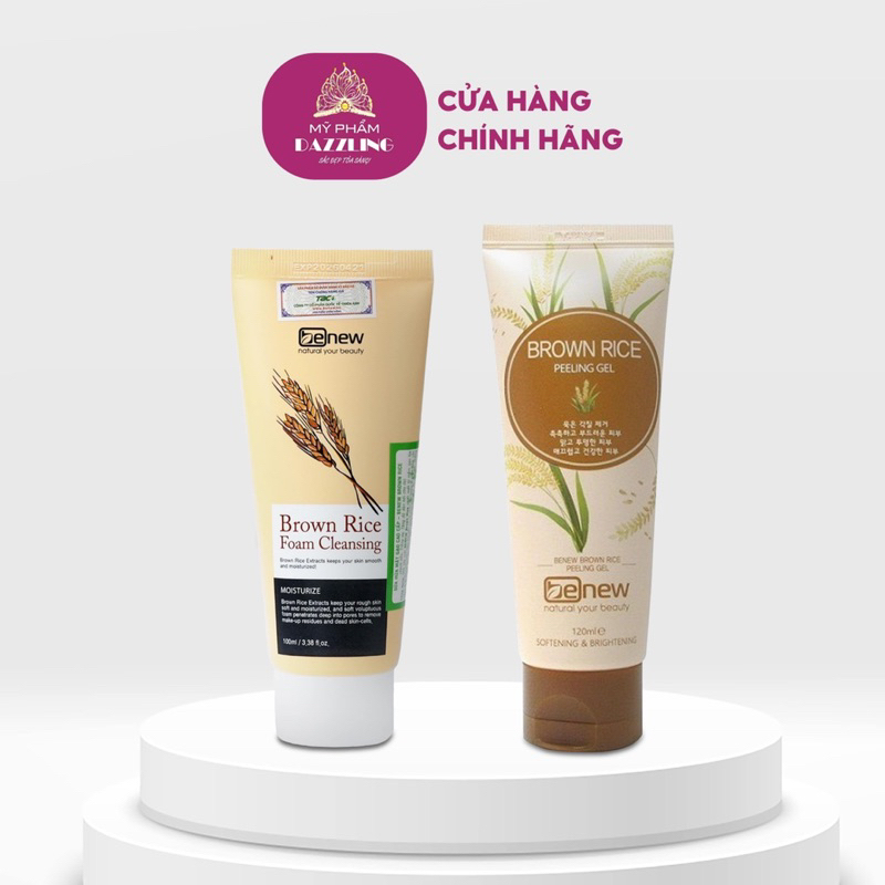 Combo Sữa Rửa Mặt + Tẩy Da Chết Benew Trắng Sáng Da Chiết Xuất Mầm Gạo