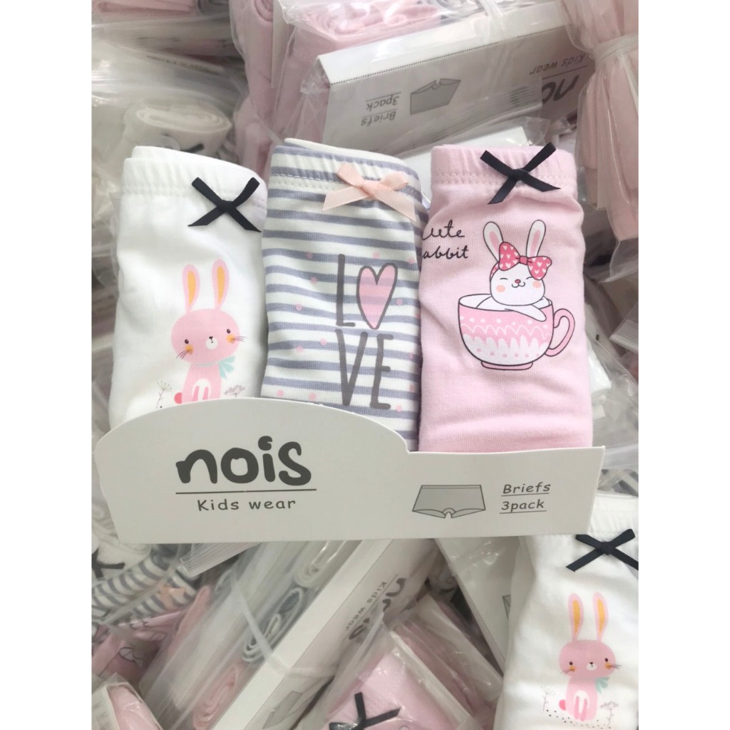 Set 3 quần chíp đùi bé gái hàng xuất THƯƠNG HIỆU NOIS cotton 4 chiều co giản thoải mái siêu kháng khuẩn an toàn cho bé