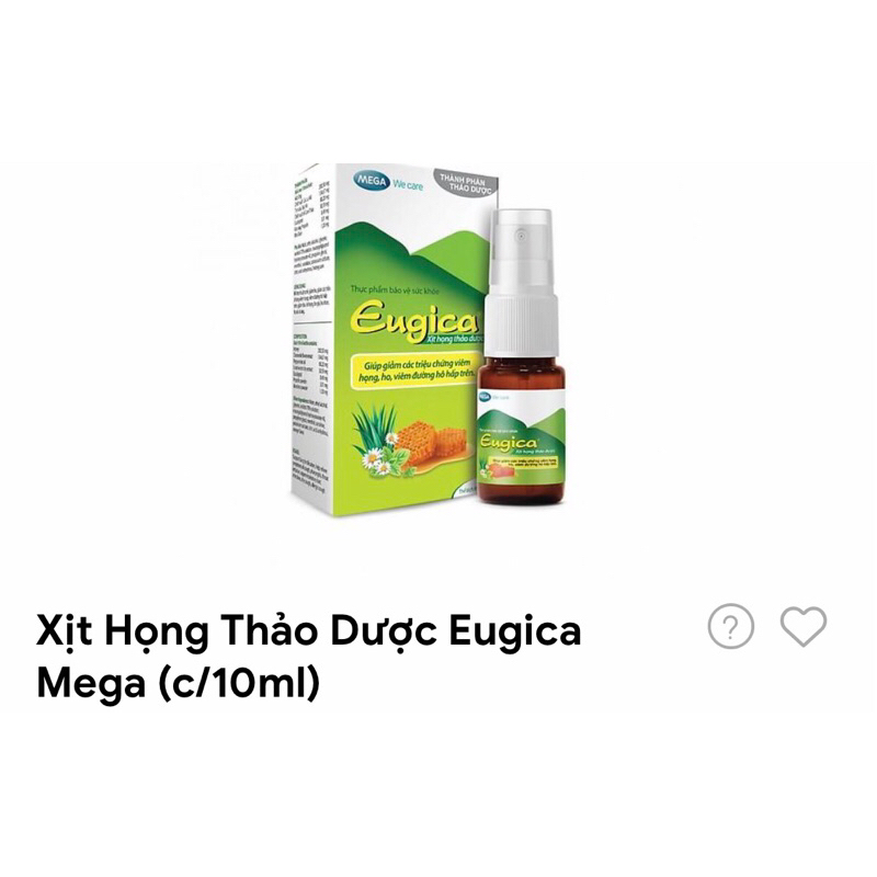 xịt họng thảo dược eugica chai 10ml