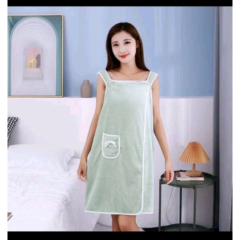 Khăn Tắm Choàng Hai Dây Có Túi Bằng Vải Cotton Dày Dặn Mềm Mịn Siêu Thấm Hút,hàng loại 1