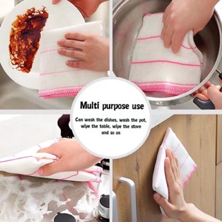  Khăn lau đa năng vải xô 5 lớp chần bông lau bếp bát đĩa cốc chén thấm nước chống dính dầu mỡ 
