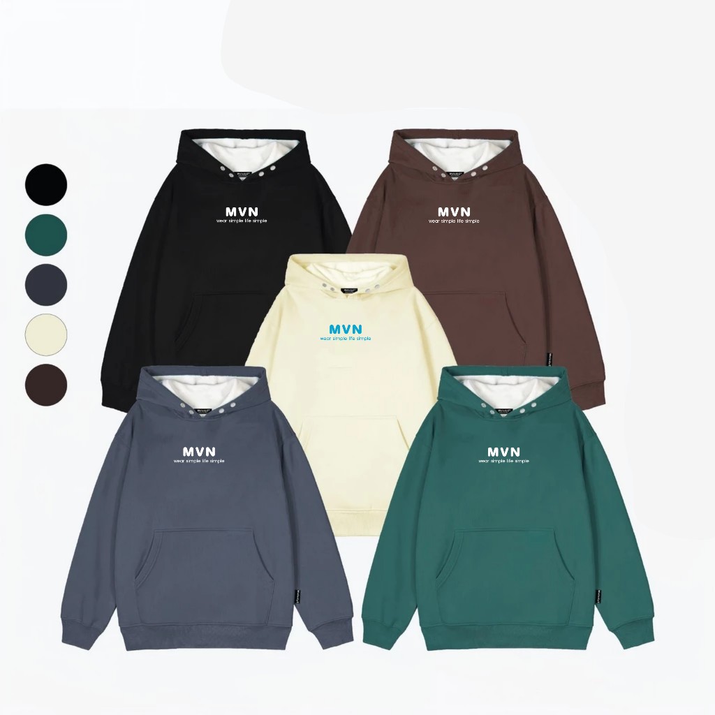 Áo Hoodie Local Brand Unisex MVN Hoodie Form Rộng Basic Lót Lông Cừu