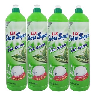 Bộ 4 Chai Nước Rửa Chén Lix Siêu Sạch Trà Xanh 400G