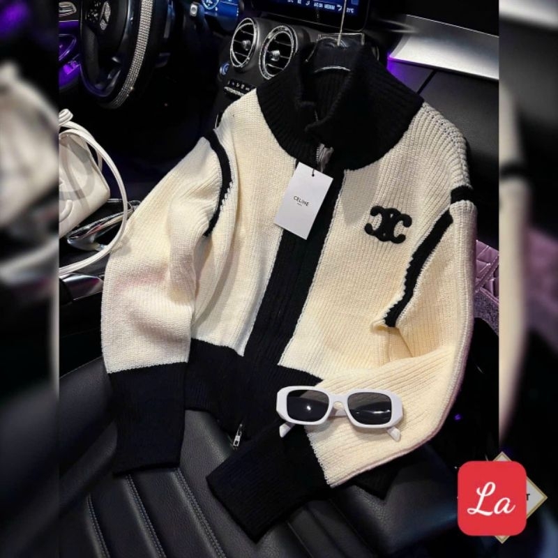 Áo khoác len pha viền chữ x hàng QCL1