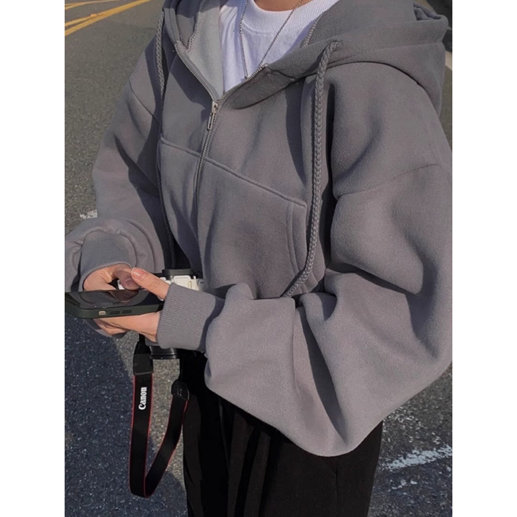 Áo khoác nỉ croptop Hàn dáng rộng siêu xinh