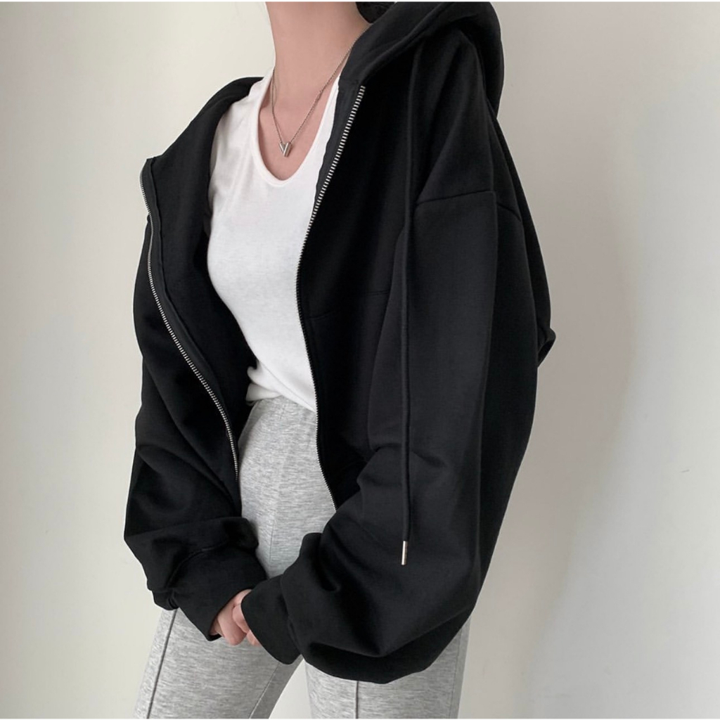 Áo khoác nỉ croptop Hàn dáng rộng siêu xinh