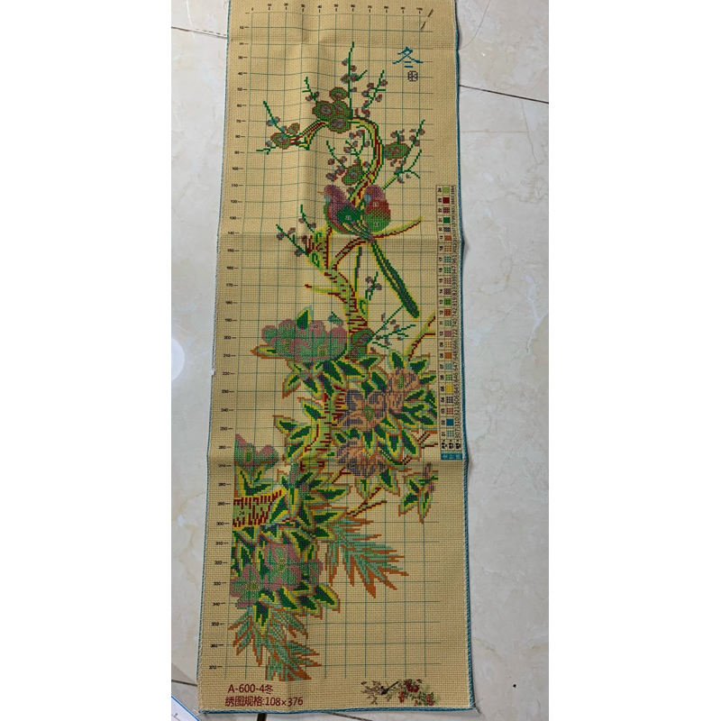 Tranh thêu Tứ Quý 100*140CM 11CT VẢI NÂU