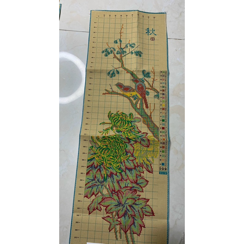 Tranh thêu Tứ Quý 100*140CM 11CT VẢI NÂU