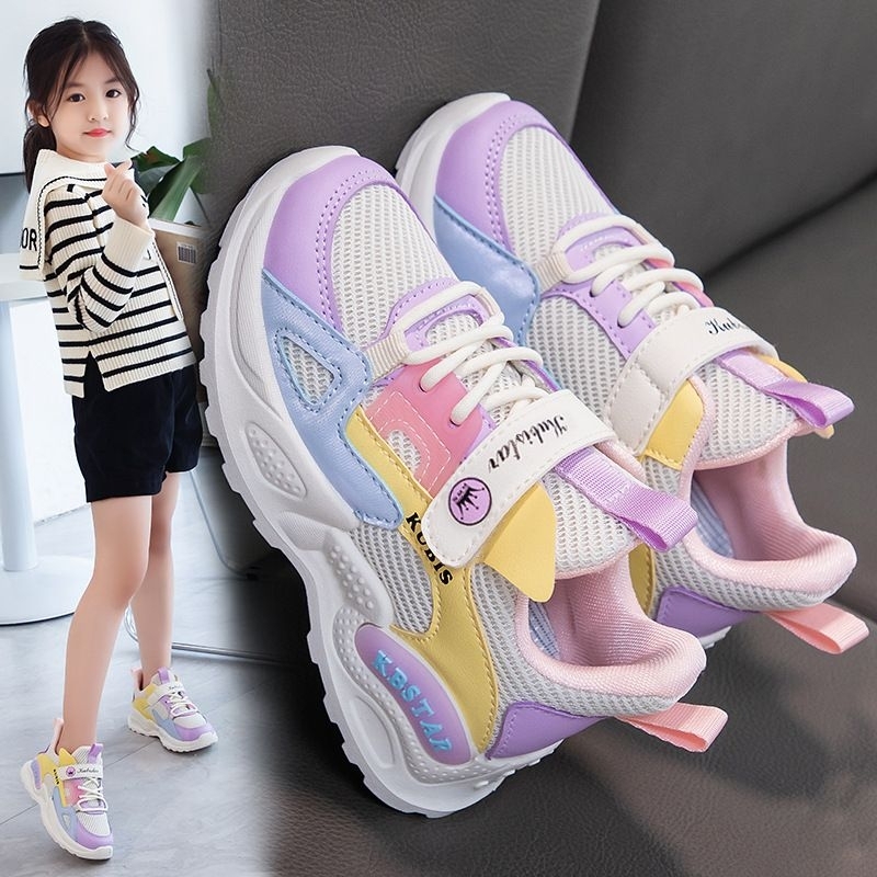 Giày thể thao Kubi cho bé gái 3 tuổi đến 10 tuổi dạng lưới thoáng khí hàng Quảng Châu fullbox cao cấp [kieusashop]
