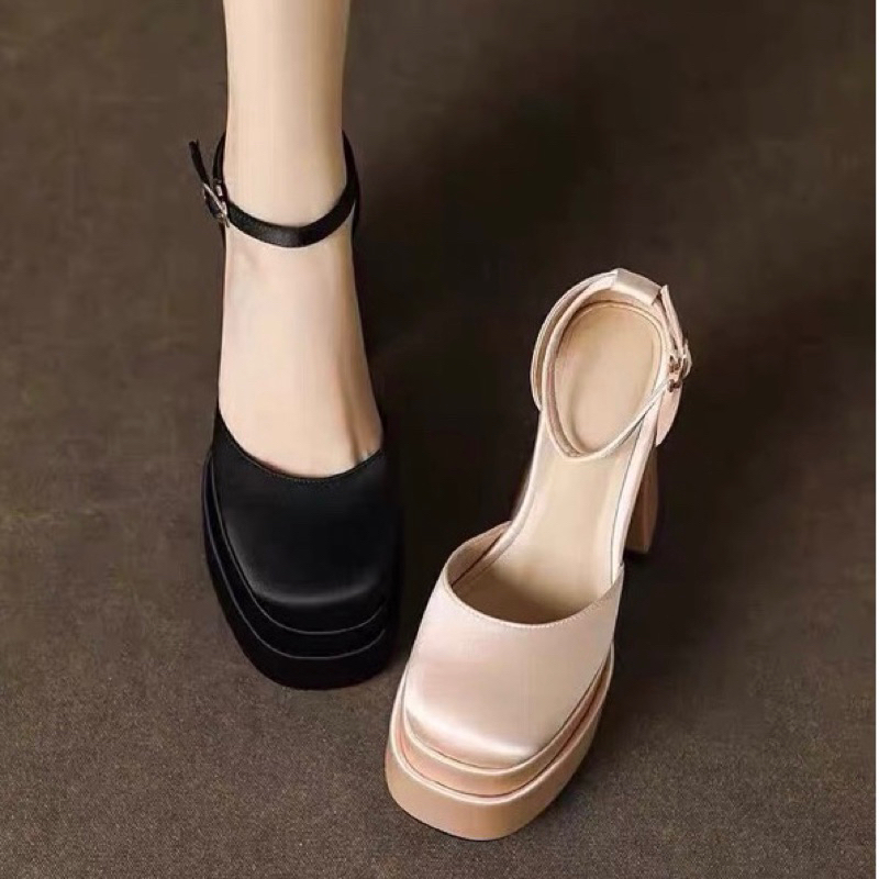 ORDER 🌿 Giày Korea satin đế đúp mũi tròn 12- 15cm 35 -  41