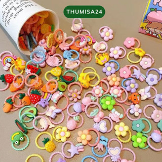 Combo 10 dây cột tóc họa tiết dễ thương, 10 dây cột tóc ngẫu nhiên co giãn tốt cho bé