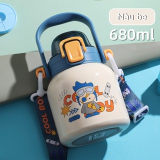 Bình giữ nhiệt Inox 316 cao cấp 680ml bụng to cute, Bình nước giữ nhiệt đựng coffee, cho bé đi học