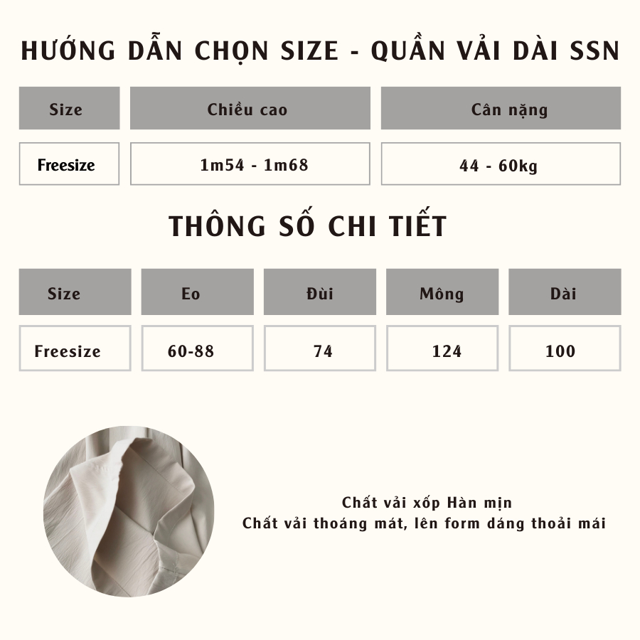 Quần vải suông nữ chất vải xốp hàn mịn SSN 3017 - Jemcloset