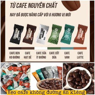 Kẹo Cafe đen viên nhỏ mix vị không đường từ Đài Loan túi 50g-100gr, ăn kiêng giảm cân