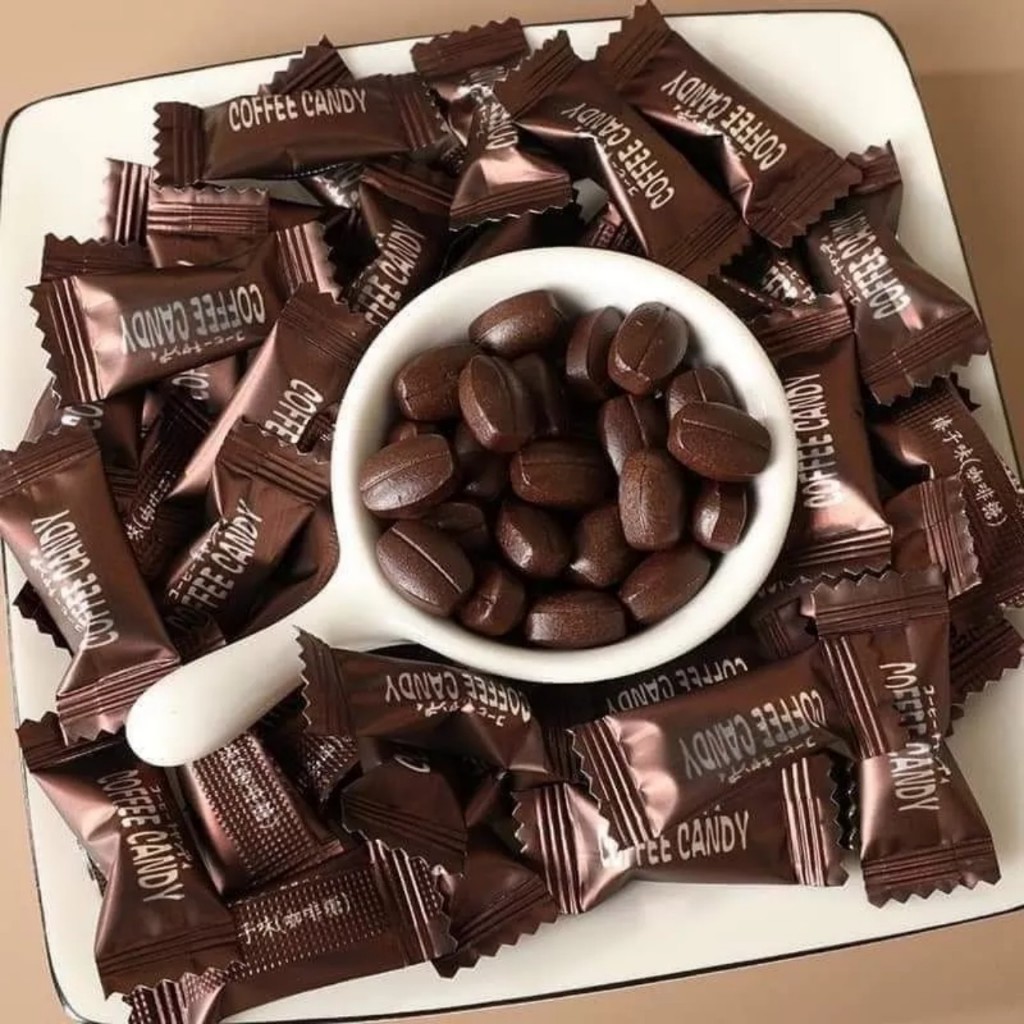 Kẹo Cafe đen viên nhỏ mix vị không đường từ Đài Loan túi 50g-100gr, ăn kiêng giảm cân