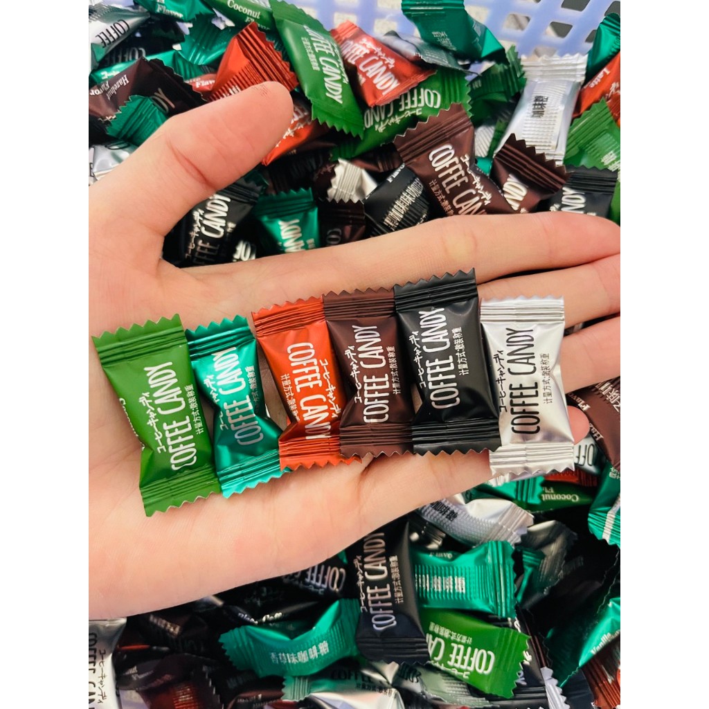 Kẹo Cafe đen viên nhỏ mix vị không đường từ Đài Loan túi 50g-100gr, ăn kiêng giảm cân