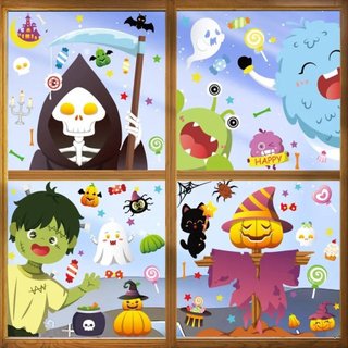 Giấy decal 2 mặt dán kính hít tĩnh điện halloween 3D không cần keo dán dễ dàng tháo gỡ không sợ dơ kính