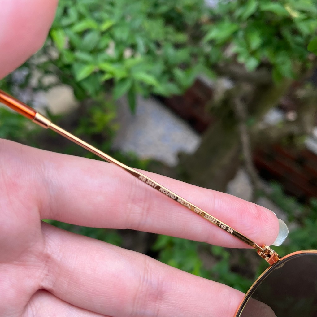 Kính Rayban Form Mắt Tròn Xanh Rau Muống, Chuôi Vàng, Vè Đục Size 53