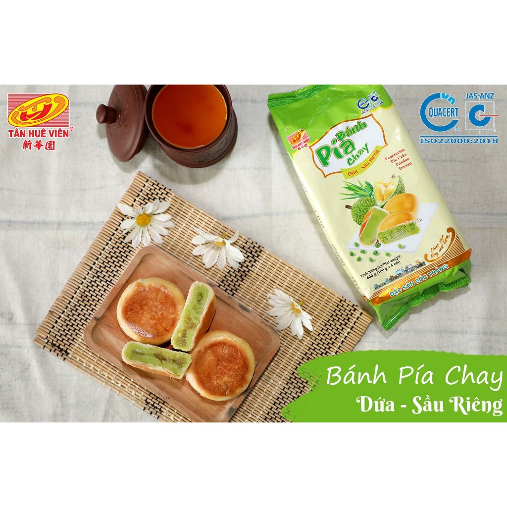 Bánh Pía chay đậu xanh lá dứa (400g) Tân Huê Viên