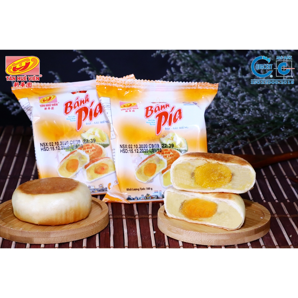 Bánh pía đậu xanh sầu riêng trứng 2 sao (400g) Tân Huê Viên