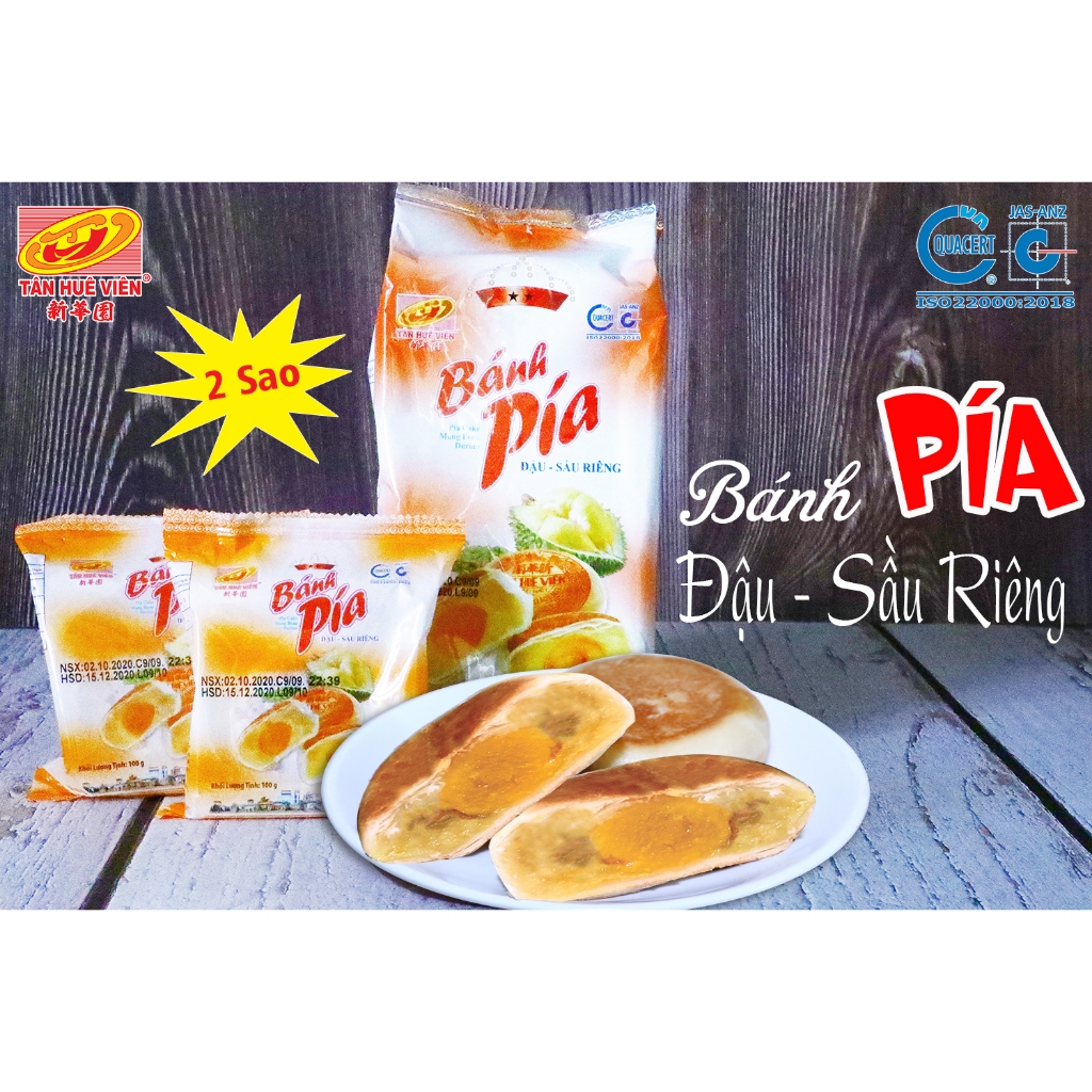 Bánh pía đậu xanh sầu riêng trứng 2 sao (400g) Tân Huê Viên