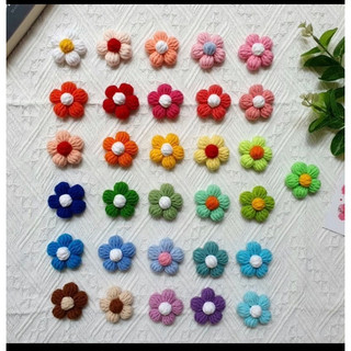Hoa len 5 cánh hạt bắp bằng len handmade