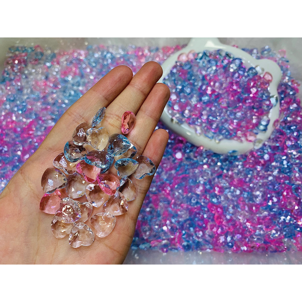 Đá vụn trái tim màu không phát sáng trang trí tiểu cảnh nhà búp bê