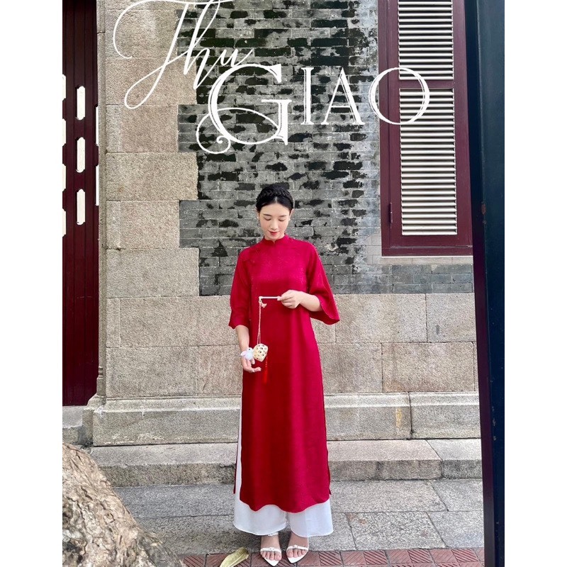 Áo Dài Cách Tân-Áo Dài Fom Xuông Gấm Tơ Đính Nơ Đủ Màu Cao Cấp Sang Trọng Quý Phái