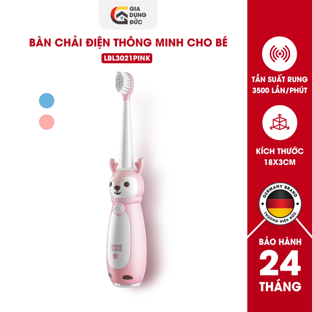 Bàn chải điện thông minh cho bé Lebenlang LBL3021, thiết kế đáng yêu, chống thấm nước IPX7,3 chế độ điều chỉnh, bảo hành