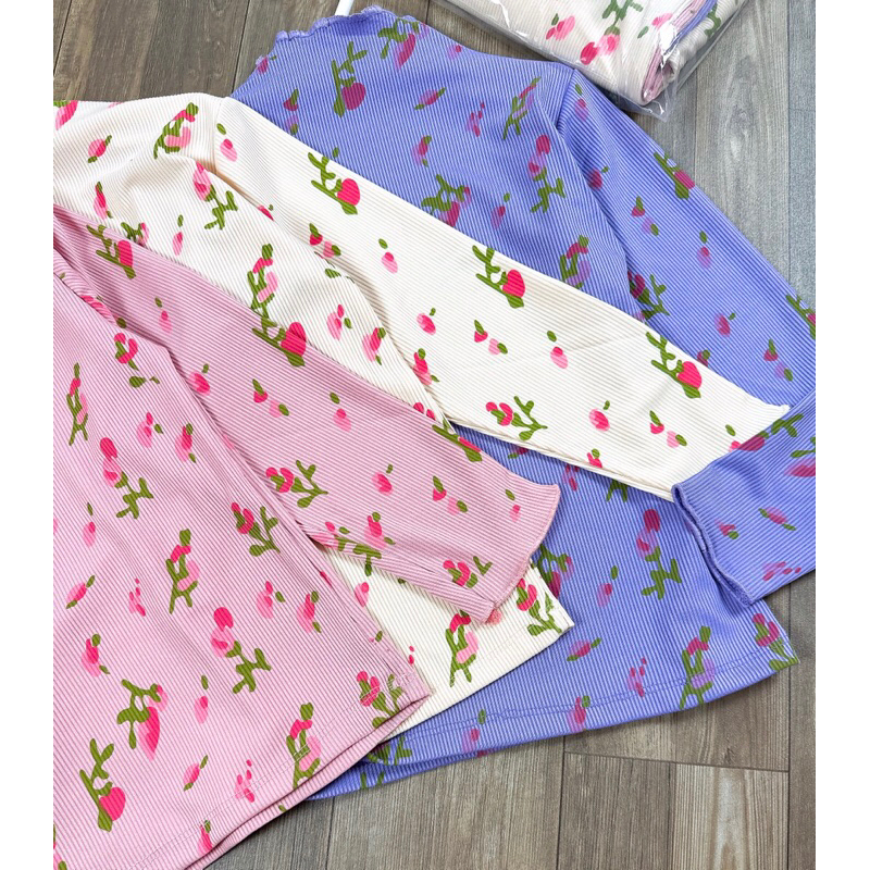 SET 3 ÁO LEN TĂM HOA CHO BÉ