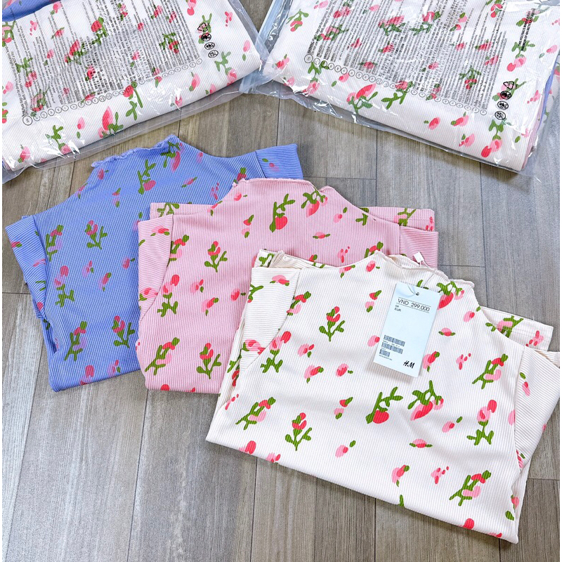 SET 3 ÁO LEN TĂM HOA CHO BÉ