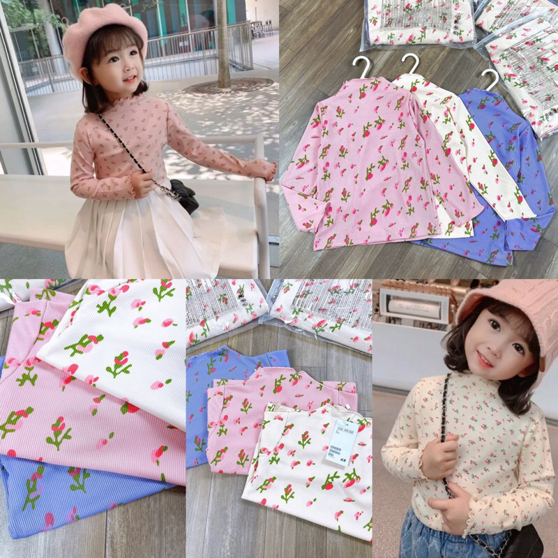 SET 3 ÁO LEN TĂM HOA CHO BÉ