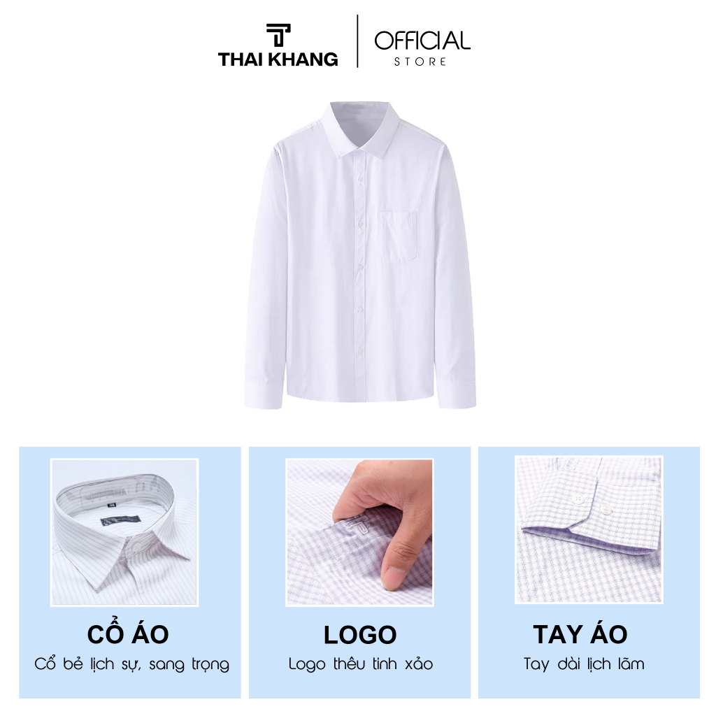 Áo sơ mi dài tay nam Thái Khang vải sợi cotton siêu mềm mát loại áo sơ mi nam công sở form rộng classic AHOP29