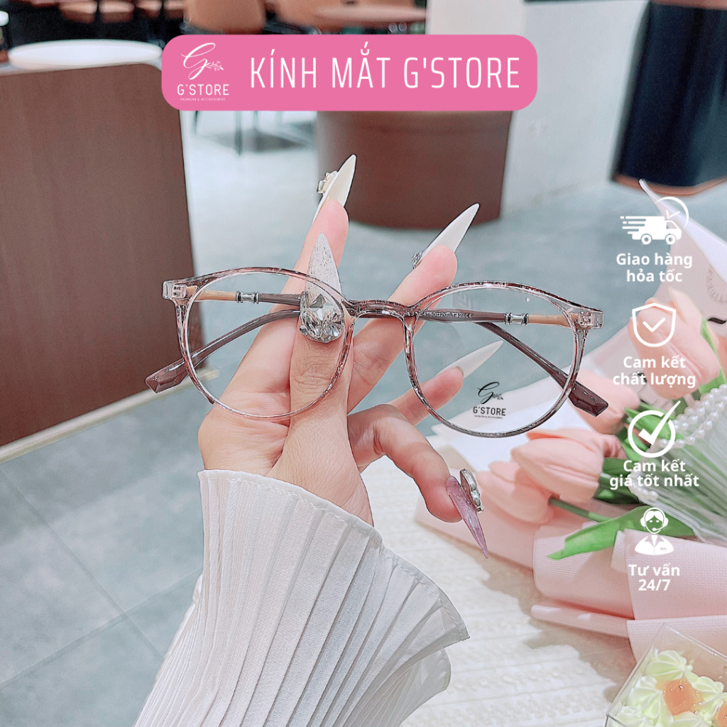 Gọng Kính cận mắt mèo cao cấp chống tia Uv, bức xạ, ánh sáng xanh bảo vệ mắt cho nam nữ 22431 - G'store