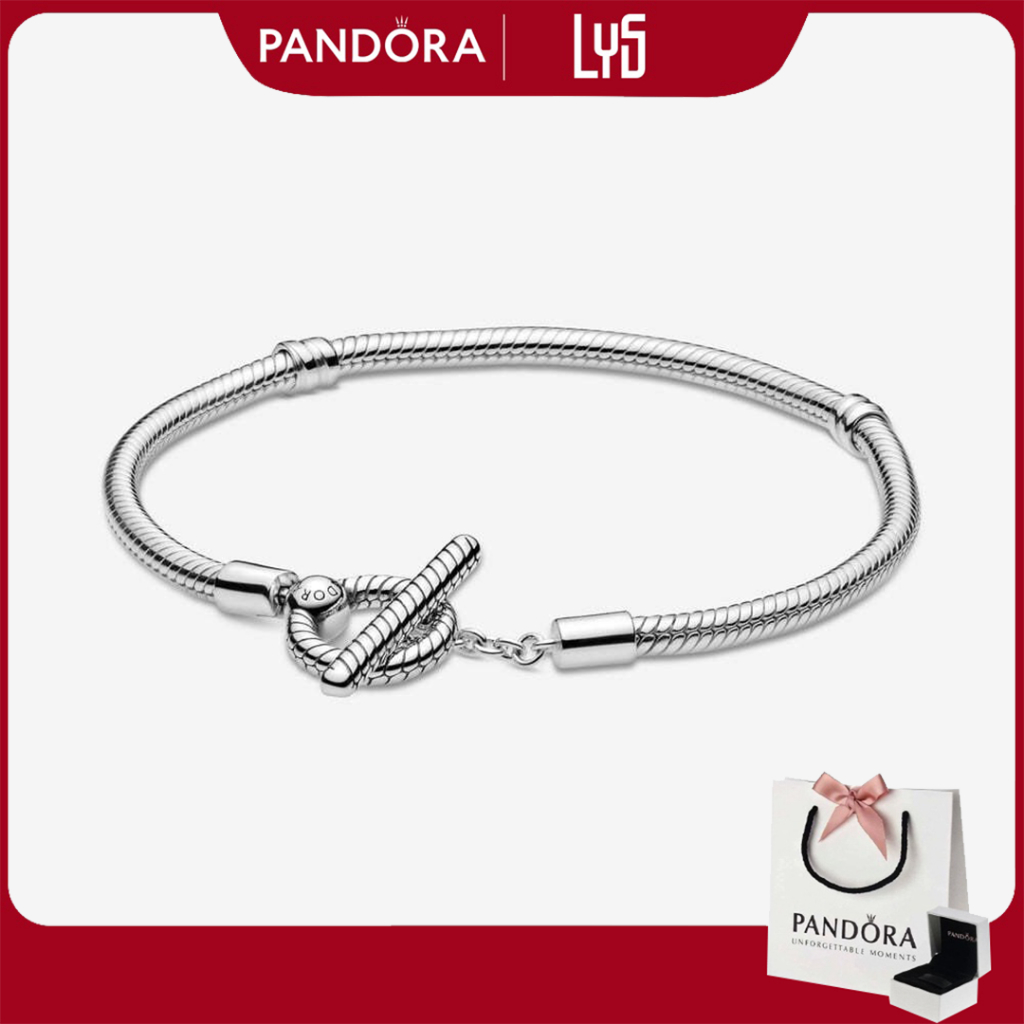 Vòng tay mềm bạc Pandora Moments với khóa T-Bar 5024SV