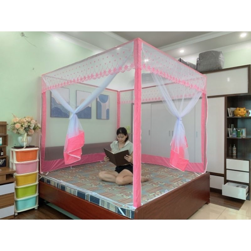 Mùng.màn khung inox không cần khoan tường,màn khung,màn chụp,màn gấp gọn. mùng ngủ giường,mùng chống muỗi