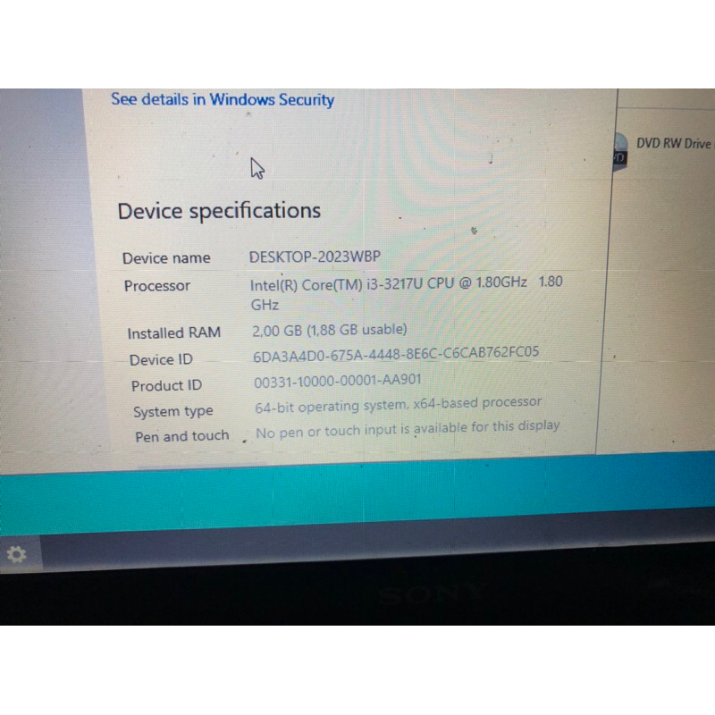 Laptop Sony Vaio SVF 142C29W i3 4Gb 320Gb VPCEG36EG ok