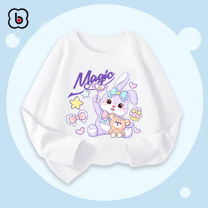 Áo dài tay bé gái Bobdog áo thu đông cổ tròn chất thun cotton in hình cute dễ thương RB27
