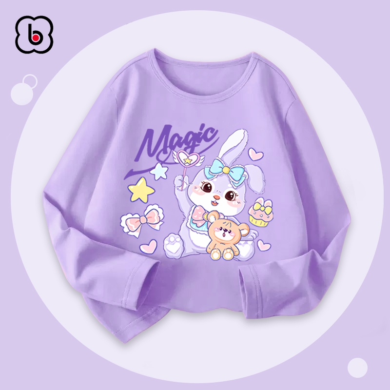 Áo dài tay bé gái Bobdog áo thu đông cổ tròn chất thun cotton in hình cute dễ thương RB27