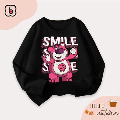 Áo thun dài tay bé gái BOBDOG BST gấu Lotso cổ tròn chất liệu cotton mềm nhẹ thoáng mát cho bé