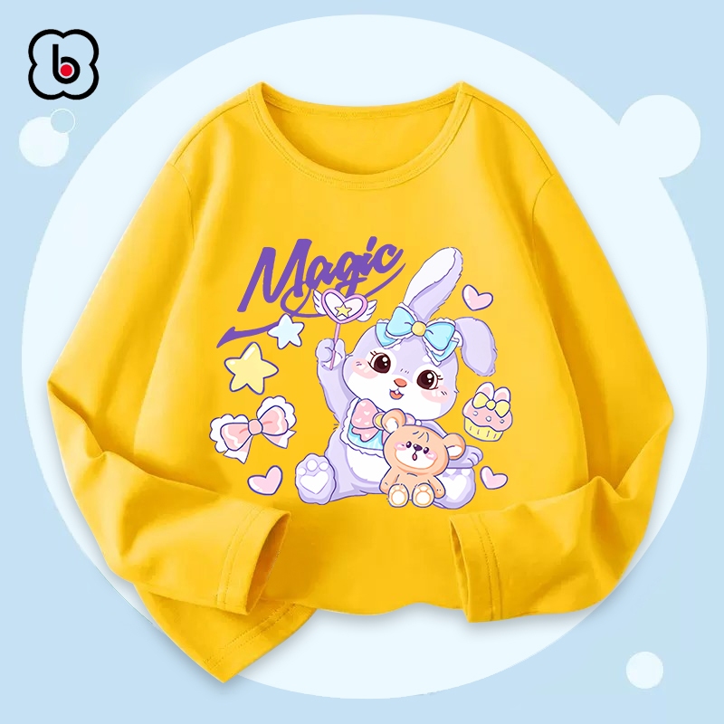 Áo dài tay bé gái Bobdog áo thu đông cổ tròn chất thun cotton in hình cute dễ thương RB27