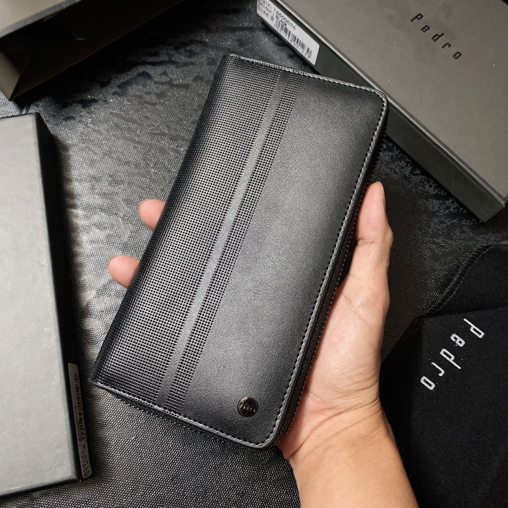 Ví dài khóa kéo 2 sọc đứng logo tròn - V388