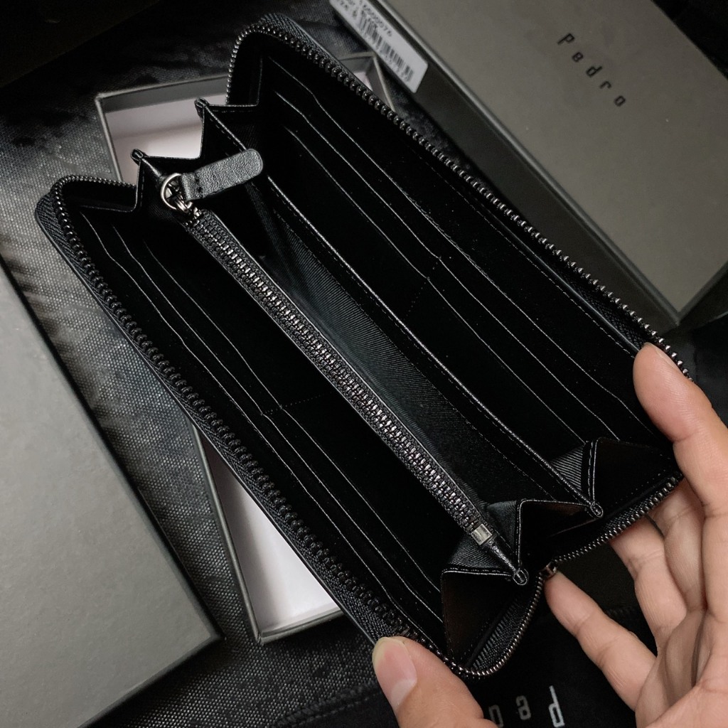 Ví dài khóa kéo 2 sọc đứng logo tròn - V388